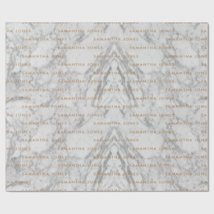 White Carrara Marble Gold Classic Personalised Wrapping Paper