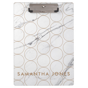 White Carrara Marble Gold Pattern Classic Modern Clipboard