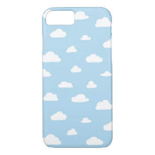 White Cartoon Clouds on Blue Background Pattern Case-Mate iPhone Case
