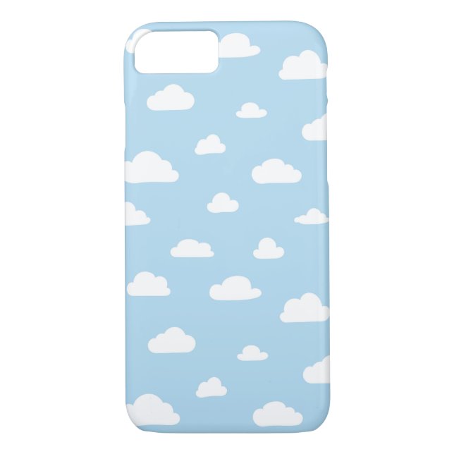 White Cartoon Clouds on Blue Background Pattern Case-Mate iPhone Case (Back)