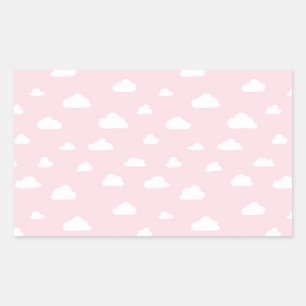 White Cartoon Clouds on Pink Background Pattern Sticker