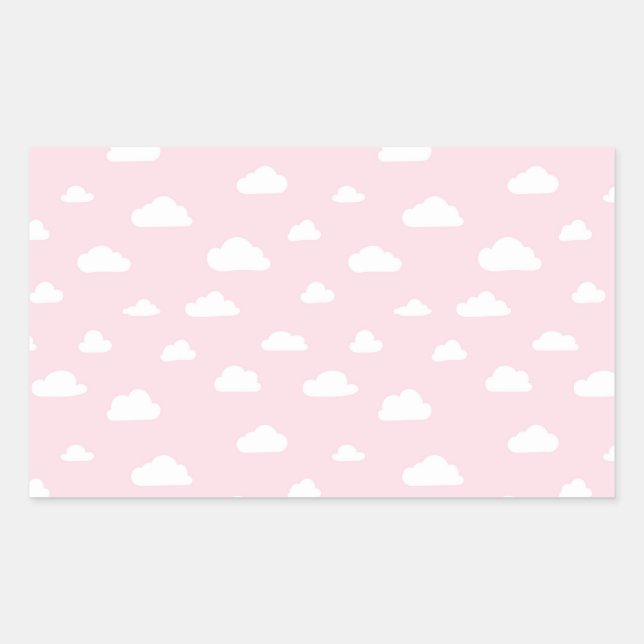 White Cartoon Clouds on Pink Background Pattern Sticker (Front)