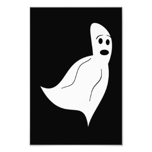 White Cartoon Ghost Photo Print