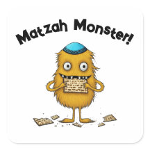 White Cartoon Matzah Monster Passover Sticker