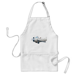 White Cartoon Propeller Plane Retro Style Vintage Standard Apron
