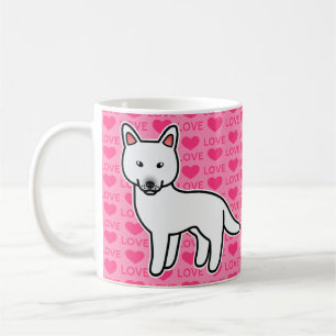 White Cartoon Siberian Husky Love Coffee Mug