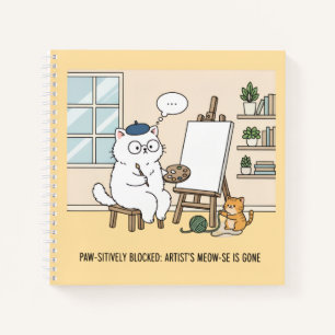 White Cat Artist Muse Illustration Cute Sketchbook Notebook