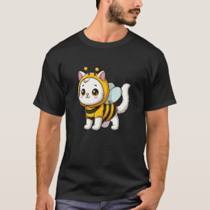 White Cat Bee Pet Funny Animal T-Shirt
