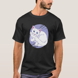 White Cat Bitting Tail Pet T-Shirt