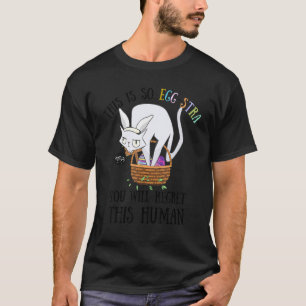 White Cat Bunny Regret This Human Easter Bunny Ca T-Shirt