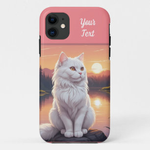 White Cat by Lake iPhone 11 Case