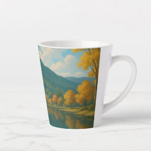 White Cat by the Lake – Serene Nature Mug for Cat