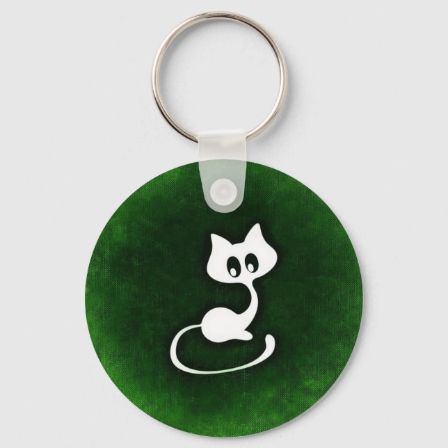 White cat draw keychain (Front)