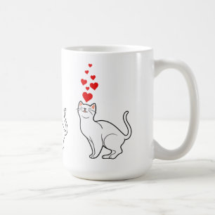 white cat et heart for cat lovers coffee mug