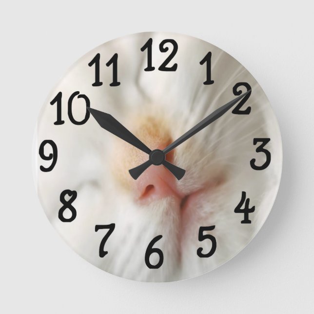 White Cat Face design Wall Clock (Front)