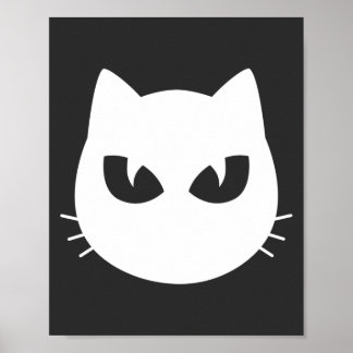 white cat face poster