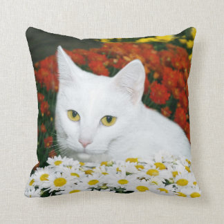 White cat face throw pillow