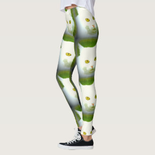 white cat faces leggings