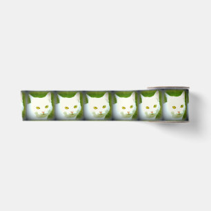 White cat faces satin ribbon