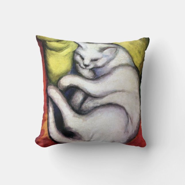 White cat, Franz Marc Throw Pillow (Front)