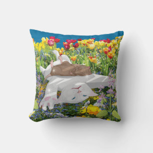 White Cat & His Rat Friend Throw Pillow