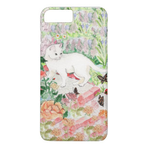 White Cat in a Garden iPhone Case