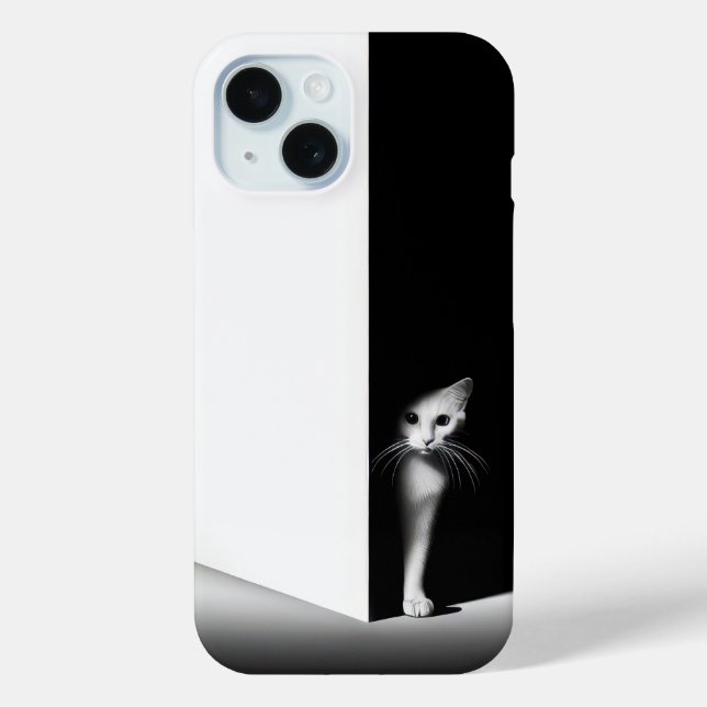 White Cat In Black Shadows Case-Mate iPhone Case (Back)