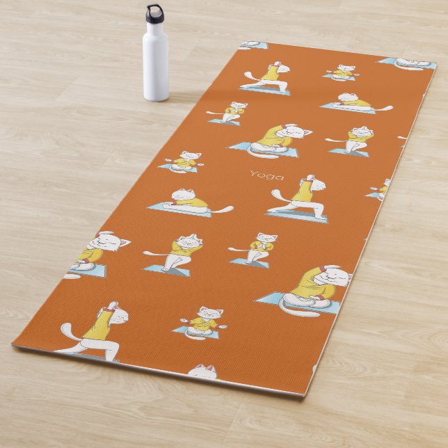 White Cat in various Yoga Poses Yoga Mat (In Situ)