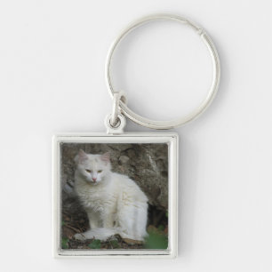 White Cat Keychain