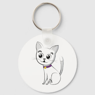 White Cat Keychain