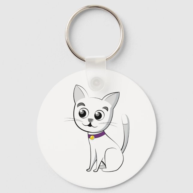 White Cat Keychain (Front)