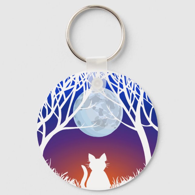 White Cat Keychain White Cat Gifts Pet Keychains (Front)