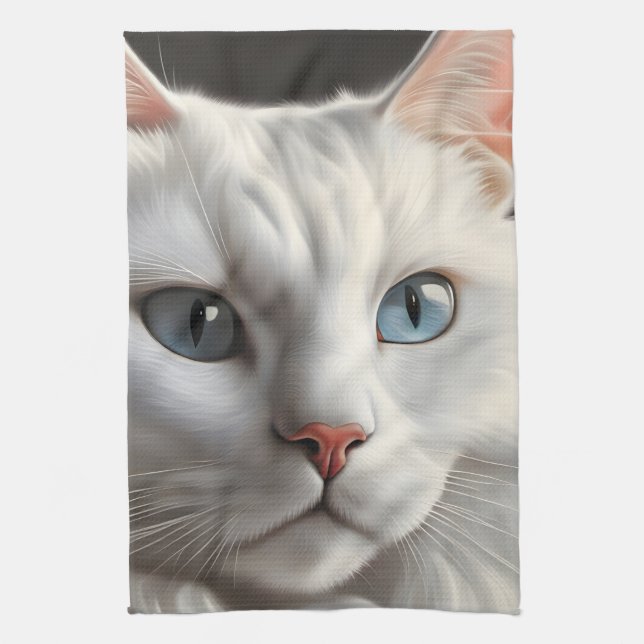 White Cat Kitchen Towel (Vertical)