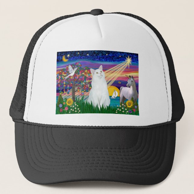 White Cat - Magical Night Trucker Hat (Front)