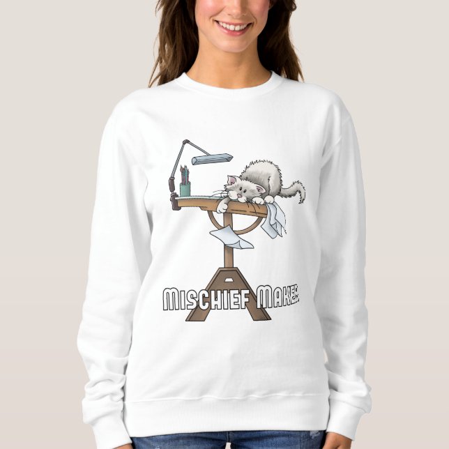 White Cat Mischief Maker   Sweatshirt (Front)