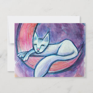 White Cat Moon Postcard