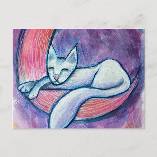 White Cat Moon                                     Postcard (Front)