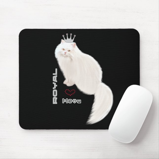 White cat mouse pad (With Mouse)