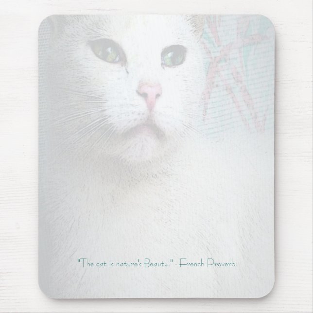 White Cat Mousepad (Front)