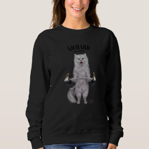 White Cat Muscle Training Weightlifting Fitness In Sweatshirt