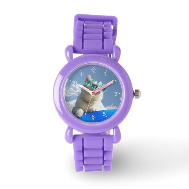 White cat on vacation watch (Front)