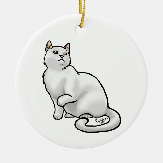 White Cat Ornament (Front)