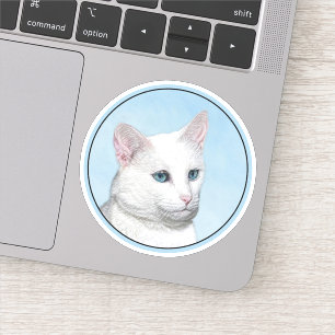 White Cat Painting - Cute Original Cat Art