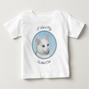 White Cat Painting - Cute Original Cat Art Baby T-Shirt