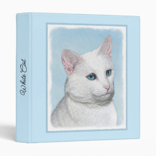 White Cat Painting - Cute Original Cat Art Binder