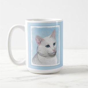 White Cat Painting - Cute Original Cat Art Coffee Mug