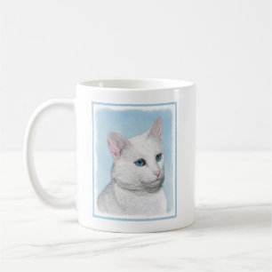 White Cat Painting - Cute Original Cat Art Coffee Mug