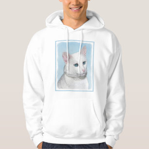 White Cat Painting - Cute Original Cat Art Hoodie