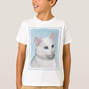 White Cat Painting - Cute Original Cat Art T-Shirt