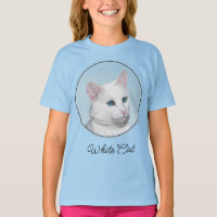 White Cat Painting - Cute Original Cat Art T-Shirt